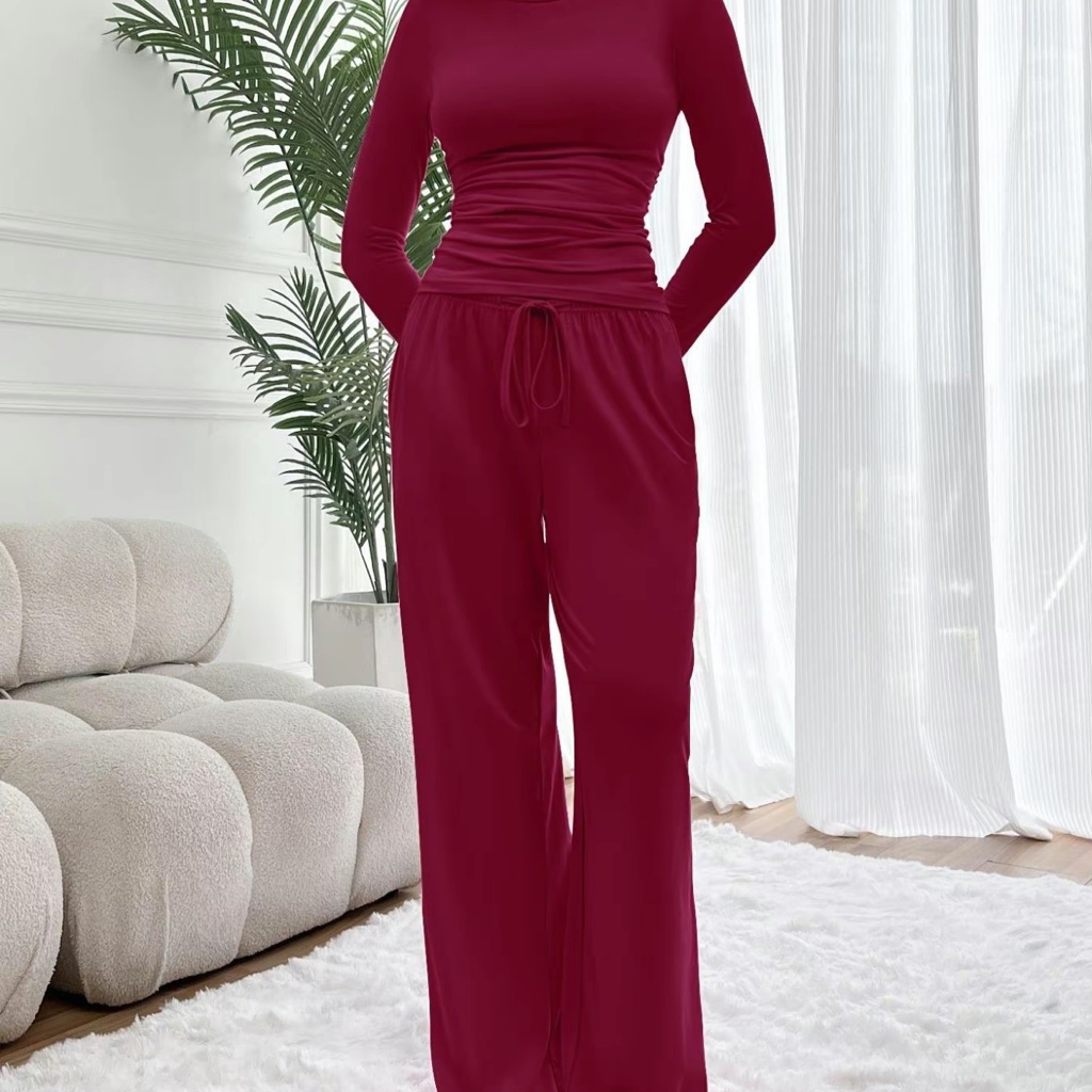 Womenâs Wide-Leg Lounge Pants In Burgundy